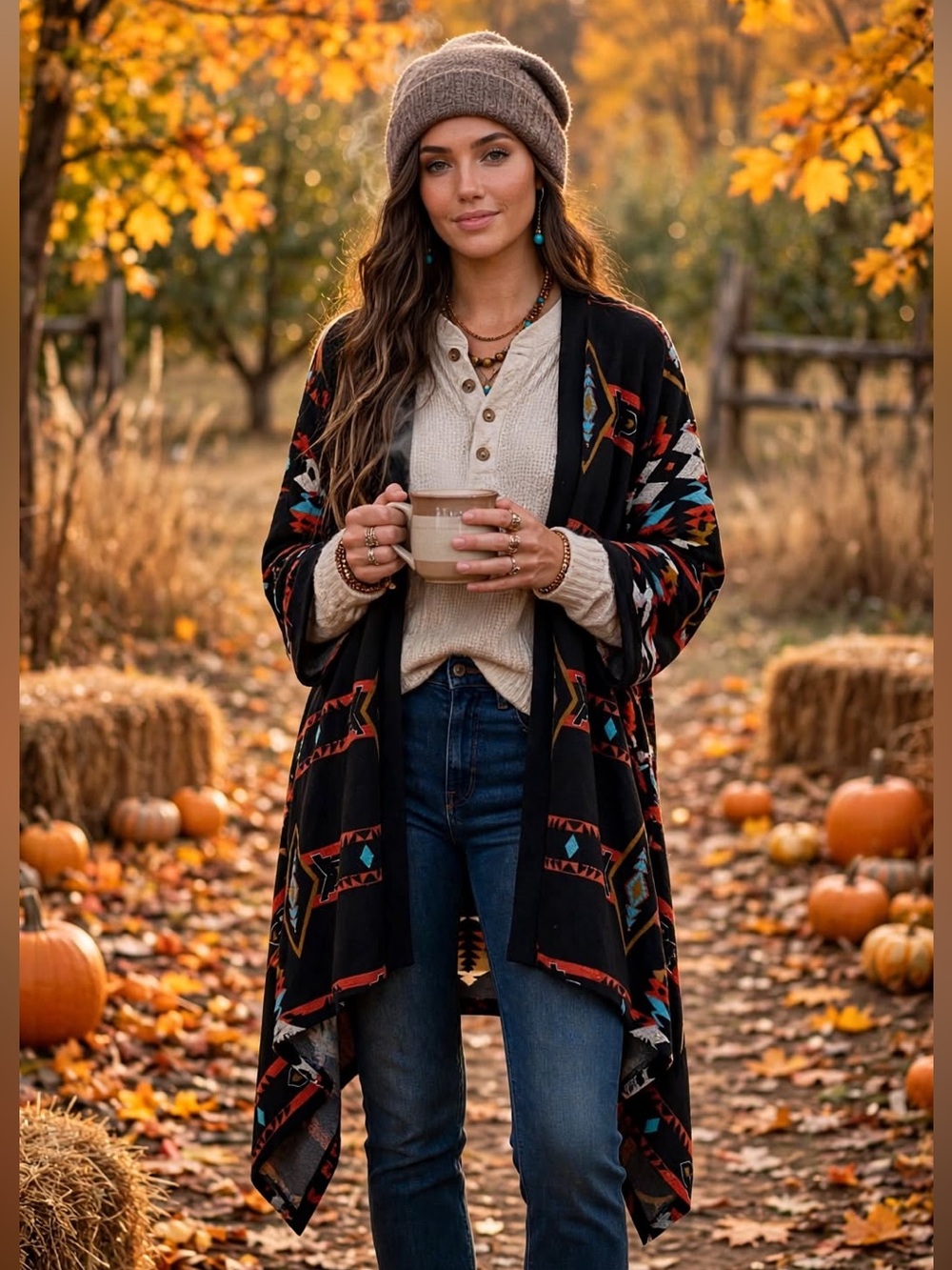 Liberty Love Southwestern Cardigan Large Aztec Waterfall Western Boho - Picture 14 of 15
